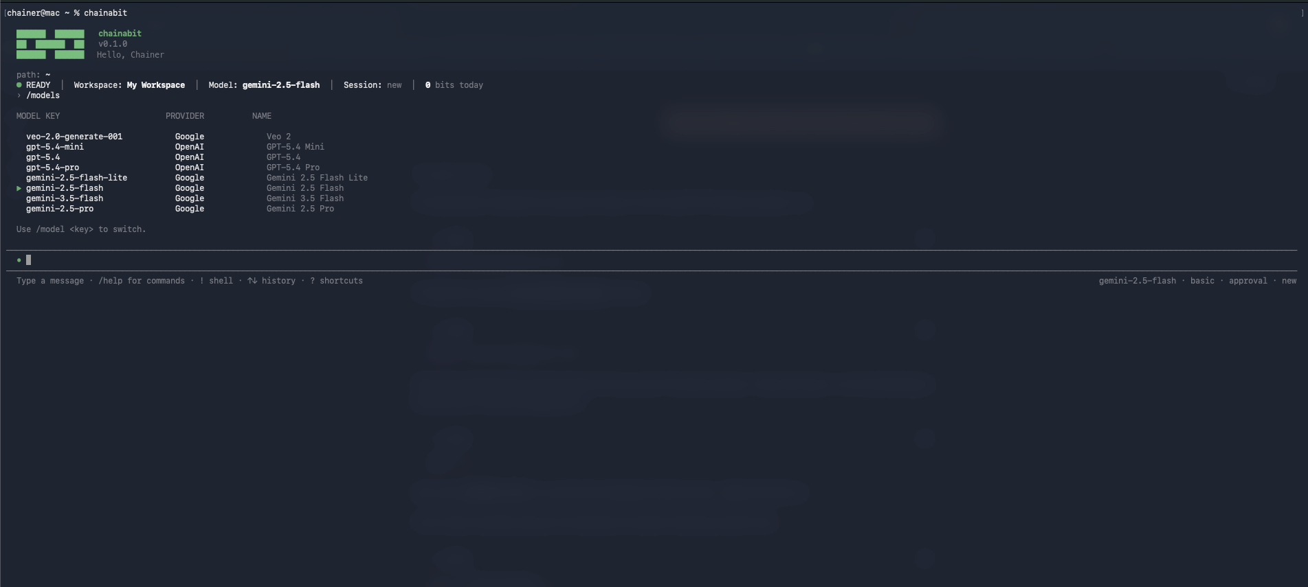 The Chainabit CLI running in a terminal